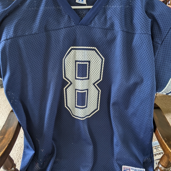 Logo 7 Blue Mesh Jersey with Number 8 - Picture 1 of 9